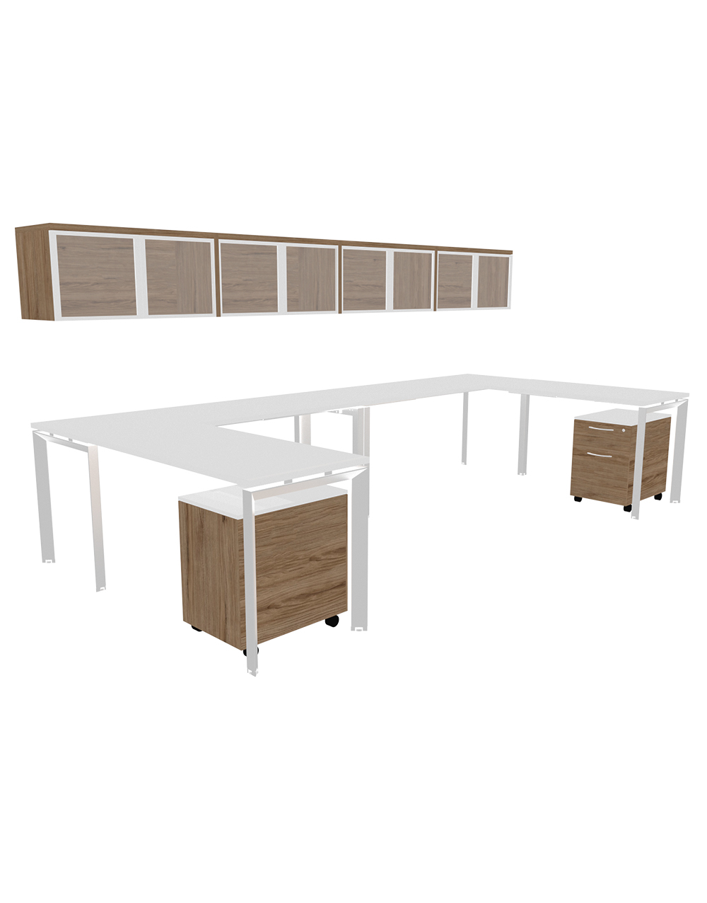 Double L Shaped Work Station with pedestals