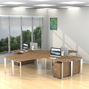 Inspire 4 Person Workstation with Pedestals - Various Colors