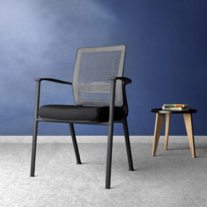 CoreComfort Black frame, Black Fabric Seat, Grey/Black Mesh back Guest chair