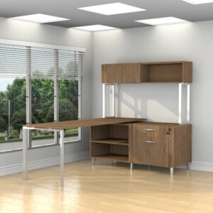 INSPIRE 71″ Left Extended L-Shaped Work Station With Wall-Mounted Hutch - Various Colors